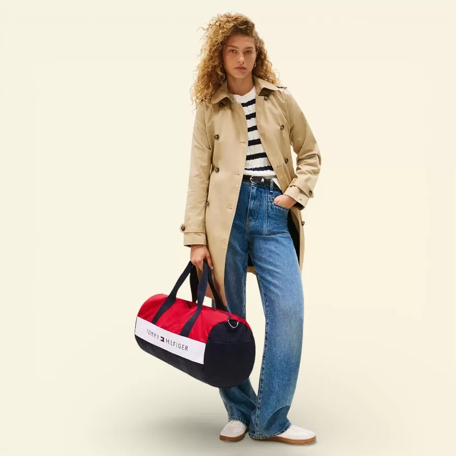 Tommy Logo Colorblock Canvas Duffle Bag