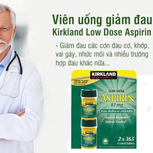 Viên uống giảm đau Kirkland Low Dose Aspirin 81mg - Set 2 x 365 viên