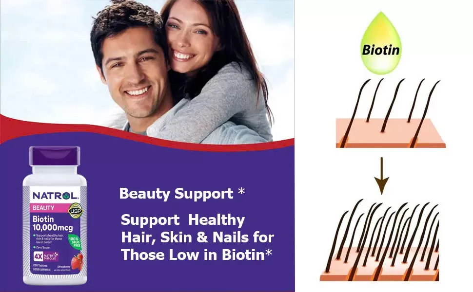 Viên Ngậm Mọc Tóc Và Chống Rụng Natrol Biotin 10000mcg | 250 viên