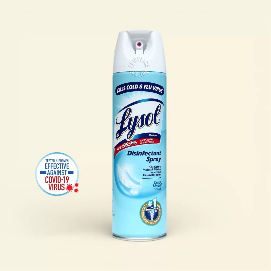 Bacteria Lysol Disinfectant Spray, Crisp Linen Scent #19 Oz~30ml